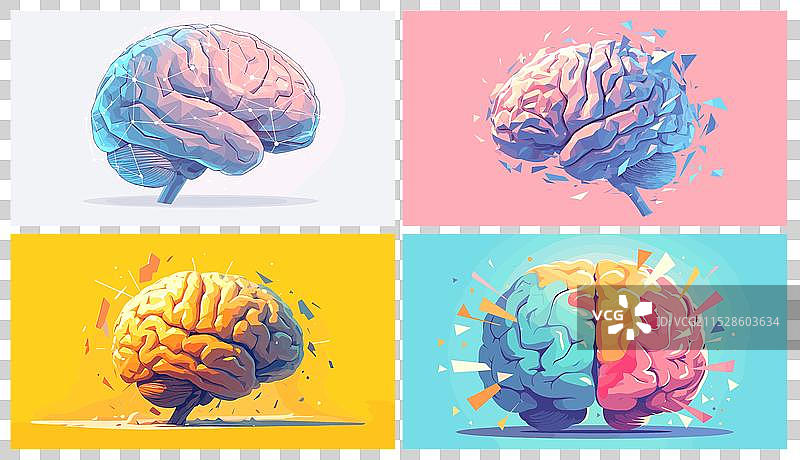 卡通人脑抽象科学图集图片素材