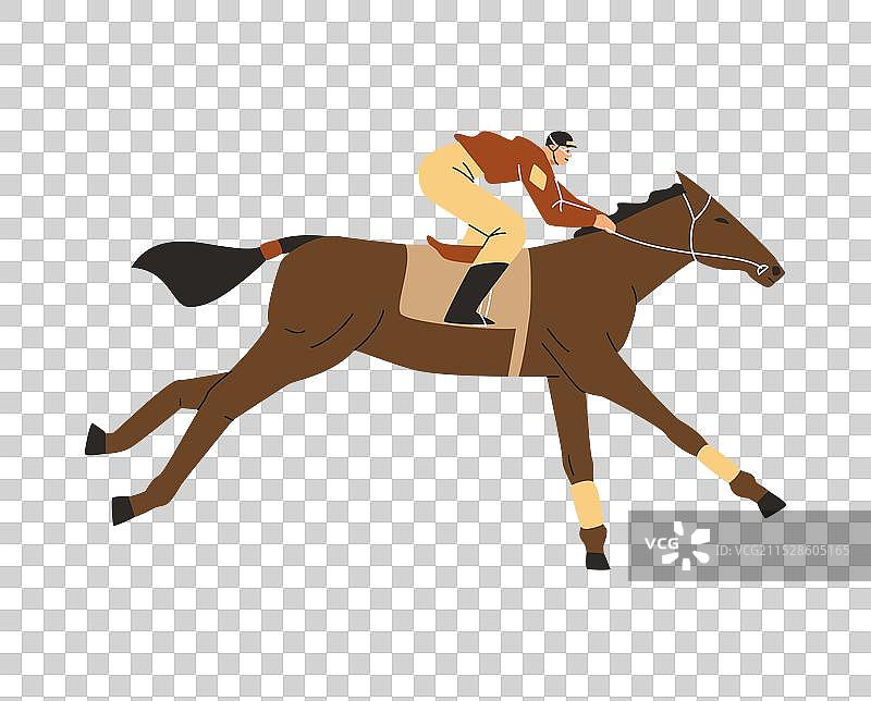 卡通骑师在马赛中飞奔图片素材