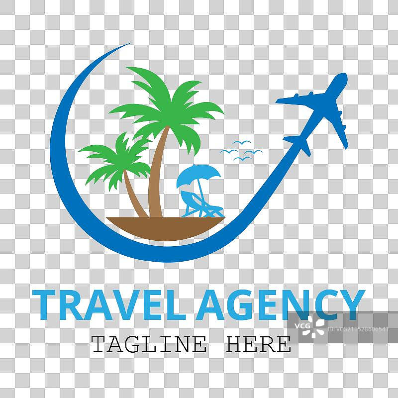 旅行与旅游的飞机与棕榈树图标标志图片素材