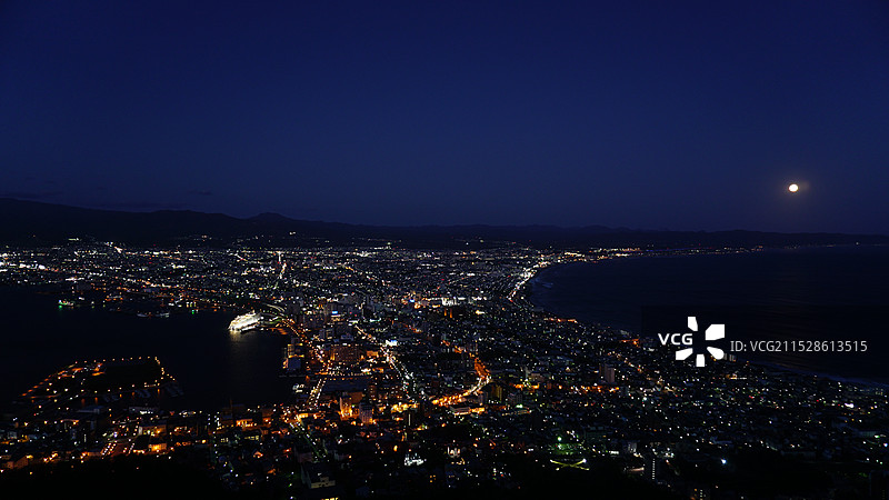日本北海道函馆市 五棱郭 函馆山夜景图片素材