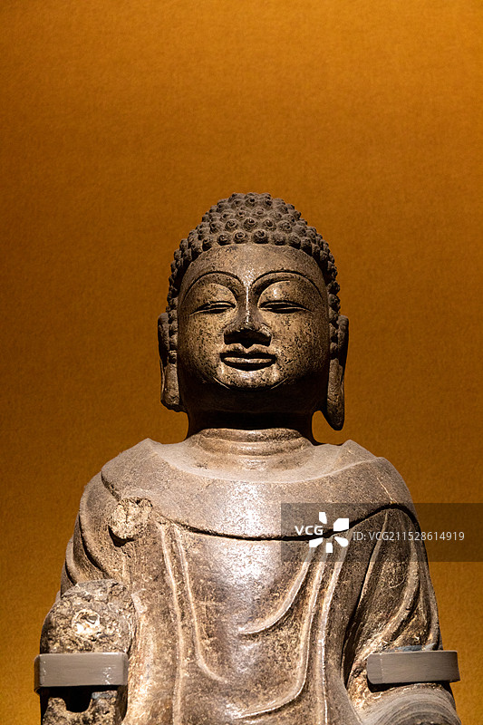 山西博物院展出文物释迦立像 北周(557-581年) 山西省太原市大井峪开化寺征集图片素材