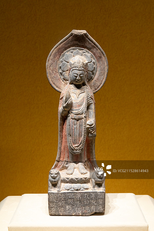 山西博物院展出文物张世新造观音立像 隋代开皇元年公元581年 山西平陆县出土图片素材