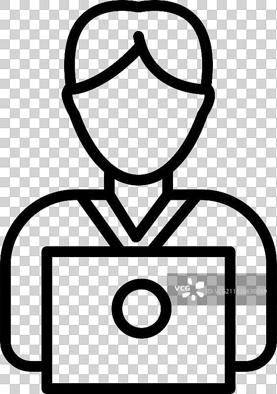 使用笔记本电脑工作的用户线条图标设计图片素材