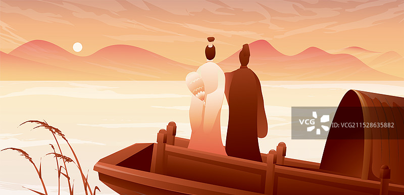 四大名著三国演义故事插画诸葛亮与鲁肃联合图片素材