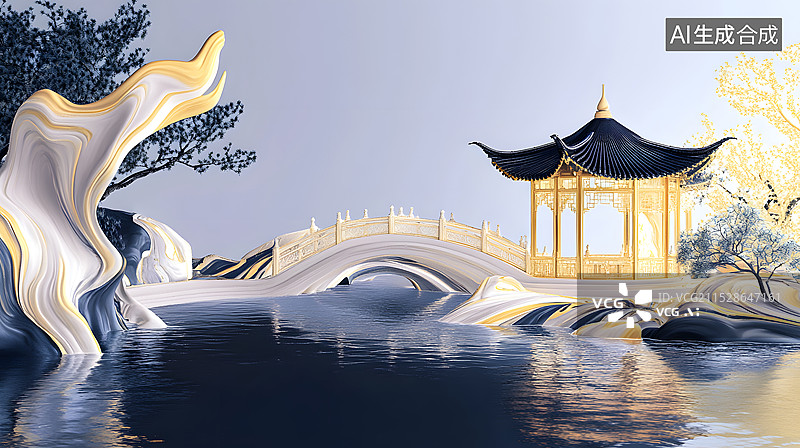 【AI数字艺术】东方禅境，自然之美图片素材