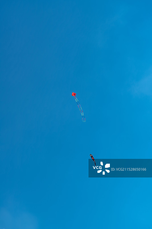 蓝色的天空，飞翔的风筝图片素材