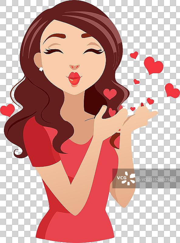 美丽的年轻女性正在送出一个飞吻图片素材