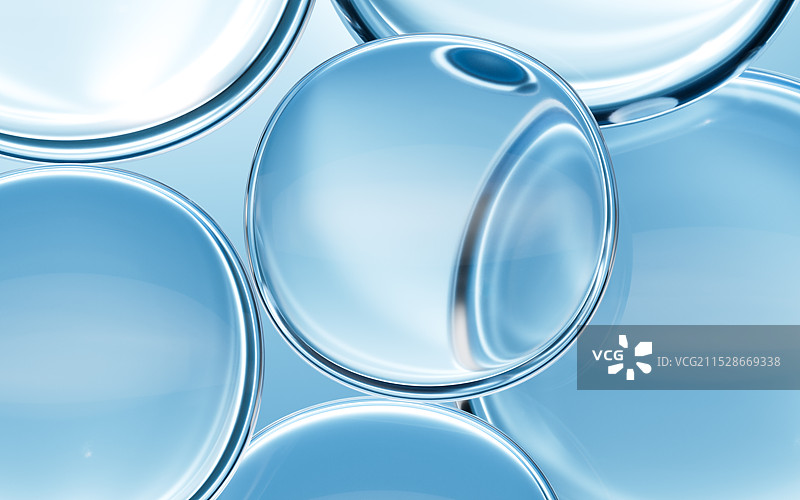 抽象透明蓝色玻璃球体3D渲染图片素材