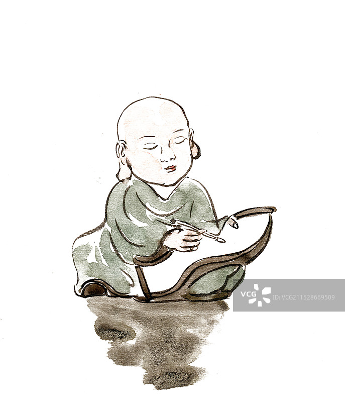 写字的小和尚图片素材