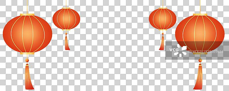 红色灯笼组合插画元素图片素材
