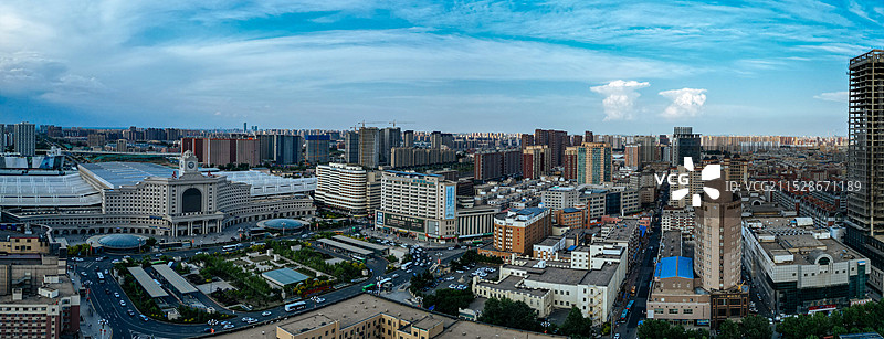 长春市 长春站 西广场 宽城区  丽晶饭店 春谊宾馆 地标 航拍图片素材