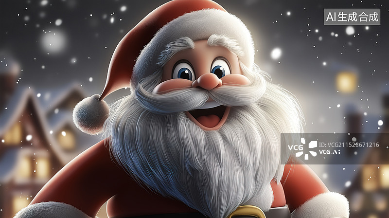 【AI数字艺术】可爱的圣诞老人脸部特写图片素材
