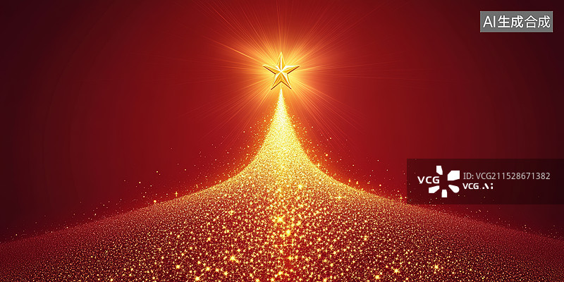 【AI数字艺术】金色发光前进的路，红色背景低角度插图图片素材