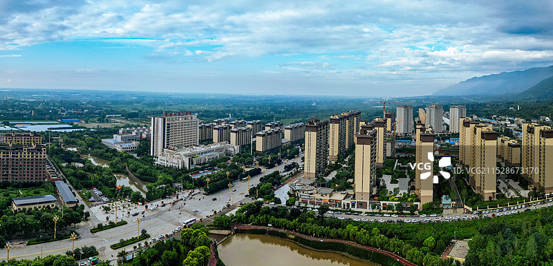 华州区 渭南市 潘陈村 华州公园 太平湖公园 华州商城 航拍图片素材
