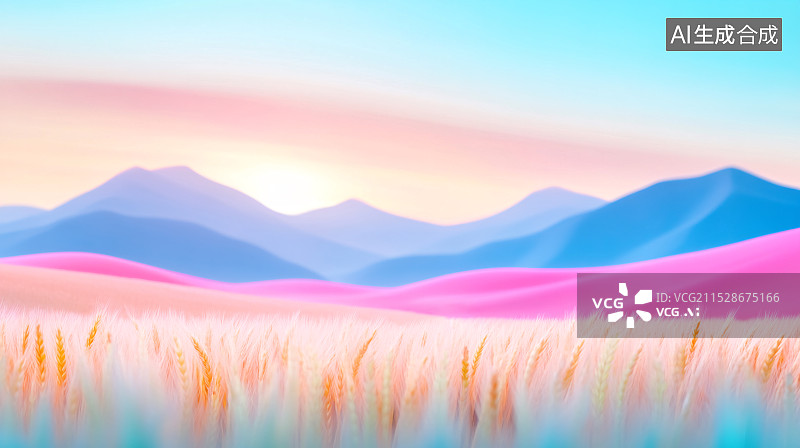 【AI数字艺术】唯美清新田野风景壁纸图片素材