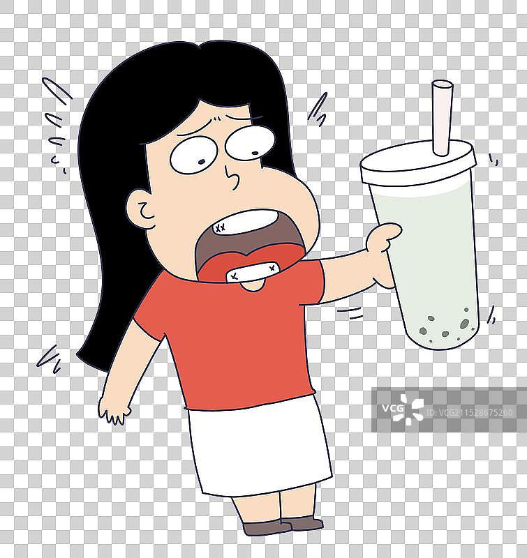 喝奶茶得蛀牙的女性图片素材