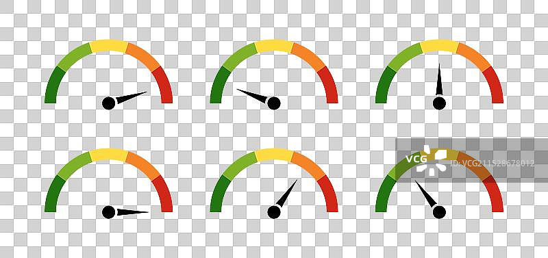 带有绿色箭头的速度计图标仪表盘图片素材