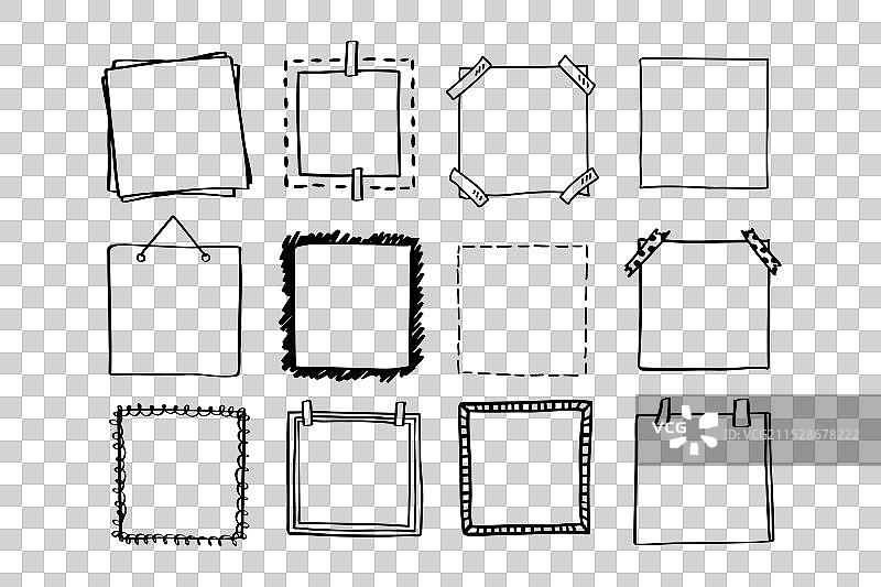 手绘方形涂鸦框架集合图片素材