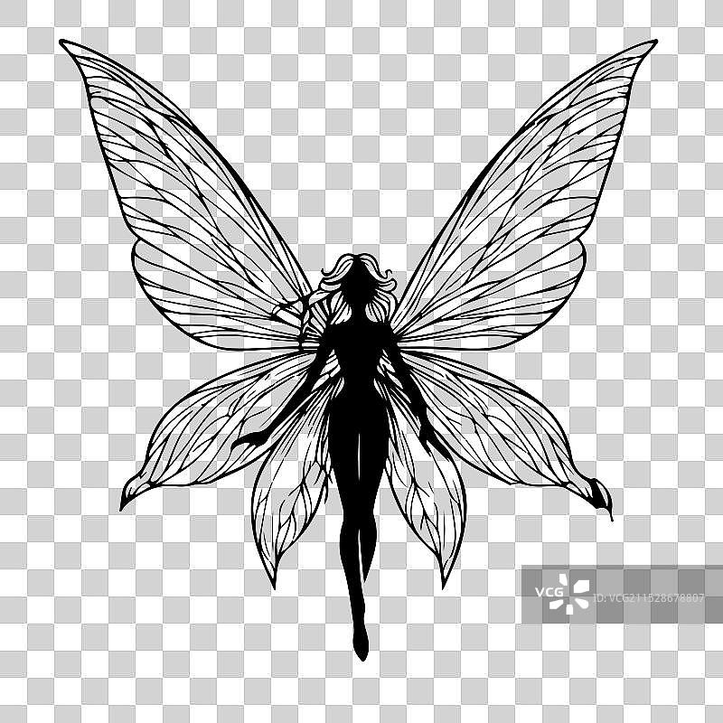 单线仙女剪影图片素材