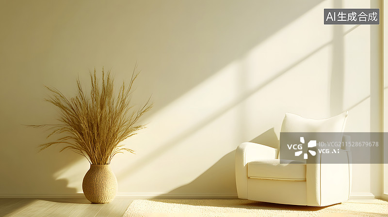 【AI数字艺术】室内一角阳光洒落在座椅上图片素材