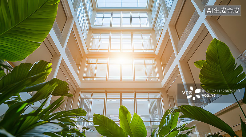 【AI数字艺术】充满阳光的现代办公大楼图片素材