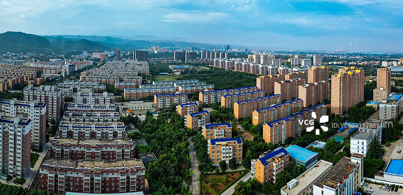 陕州区 甘棠公园 高阳山 体育中心 神泉路 航拍图片素材