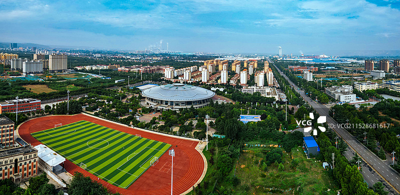 陕州区 甘棠公园 高阳山 体育中心 神泉路 航拍图片素材