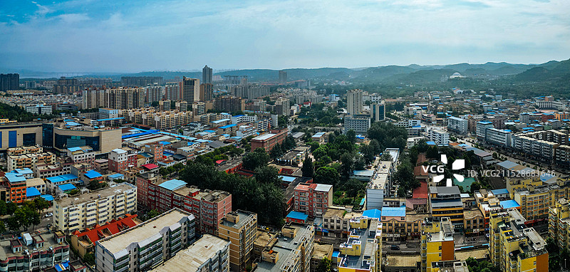 陕州区 甘棠公园 高阳山 体育中心 神泉路 航拍图片素材