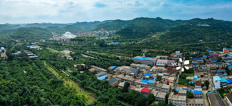 陕州区 甘棠公园 高阳山 体育中心 神泉路 航拍图片素材