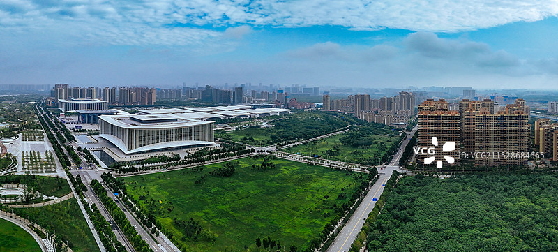 西安 世博园 会展中心 香湖湾 会议中心 航拍图片素材