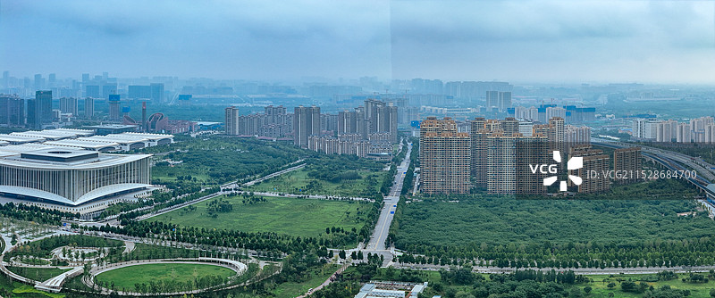 西安 世博园 会展中心 香湖湾 会议中心 航拍图片素材