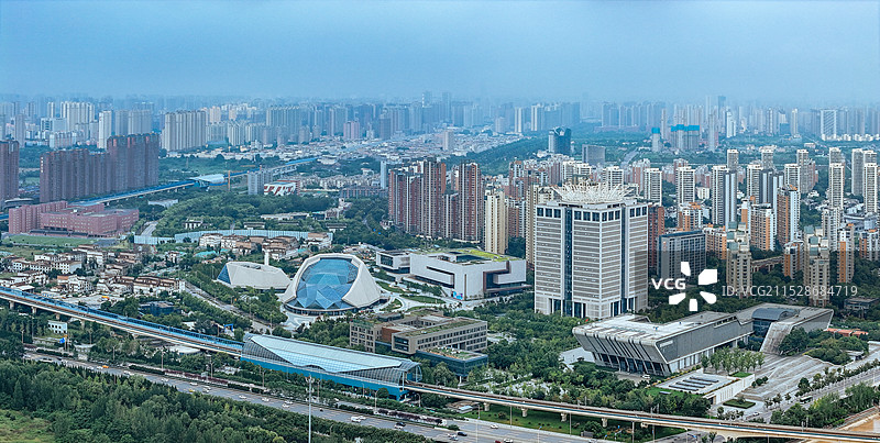 西安 世博园 会展中心 香湖湾 会议中心 航拍图片素材