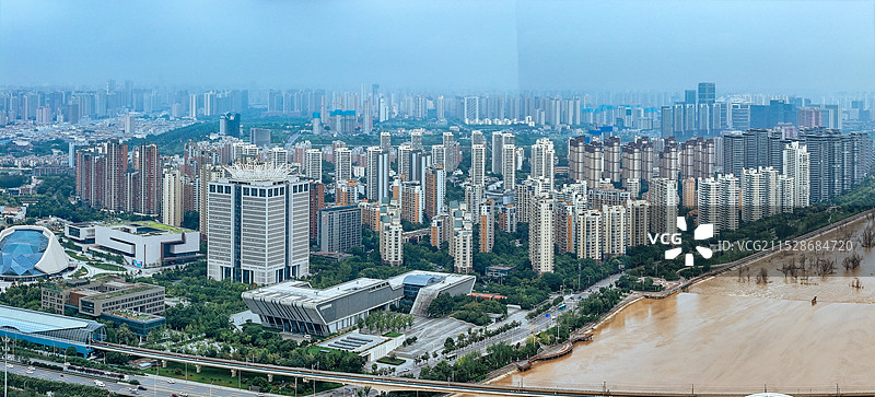 西安 世博园 会展中心 香湖湾 会议中心 航拍图片素材