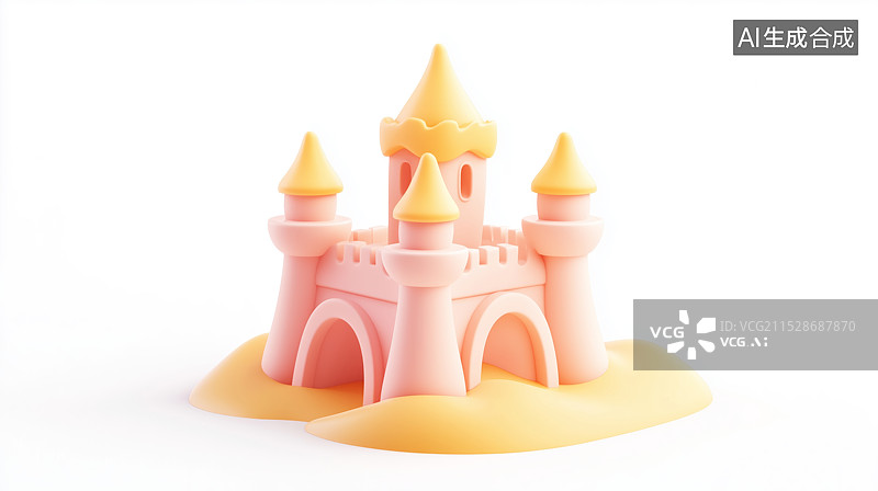 【AI数字艺术】3D卡通儿童城堡元素图片素材