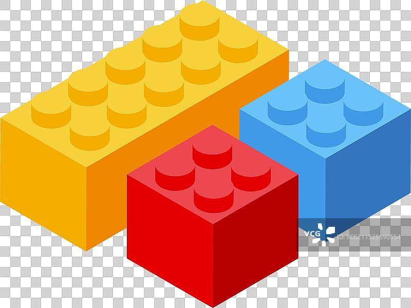 三块彩色玩具积木形成递增的形状图片素材