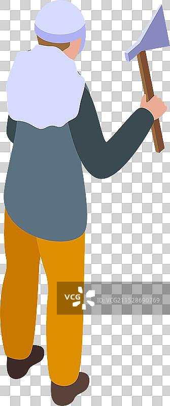 穿着保暖衣物的伐木工人手持斧头图片素材