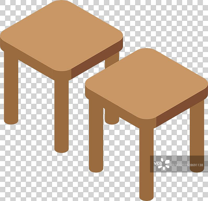 两个木凳子放在白色背景上图片素材