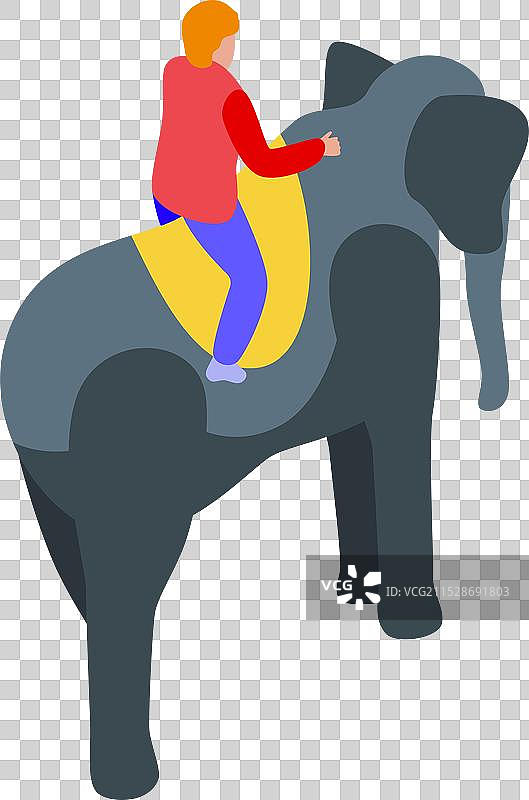 马戏表演中骑在大象上的动物园管理员图片素材