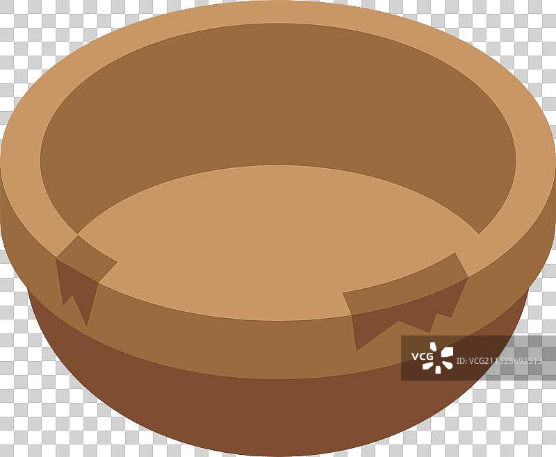 一个空的圆形木碗正在被展示。图片素材