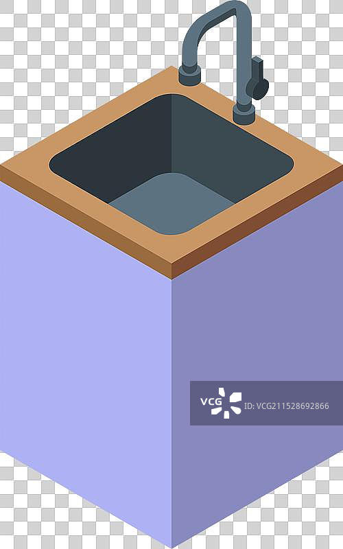 现代厨房水槽放置在橱柜上图片素材