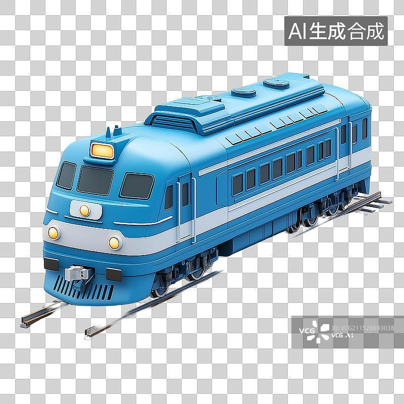 【AI数字艺术】3D蓝色卡通火车头图片素材