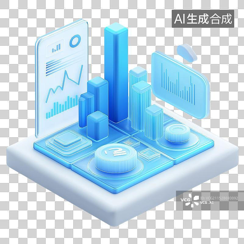 【AI数字艺术】3D蓝色卡通数据图表图片素材