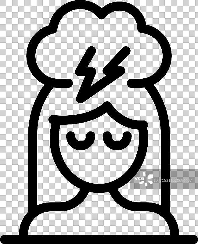 女人感到压力，头顶上有乌云。图片素材