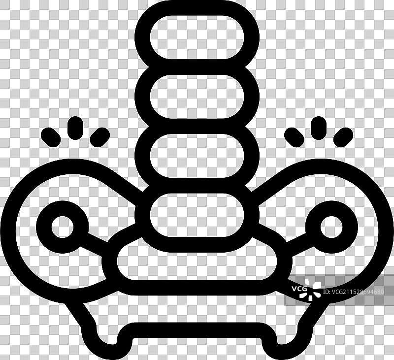 显示疼痛的人类脊柱，带有红点图标图片素材