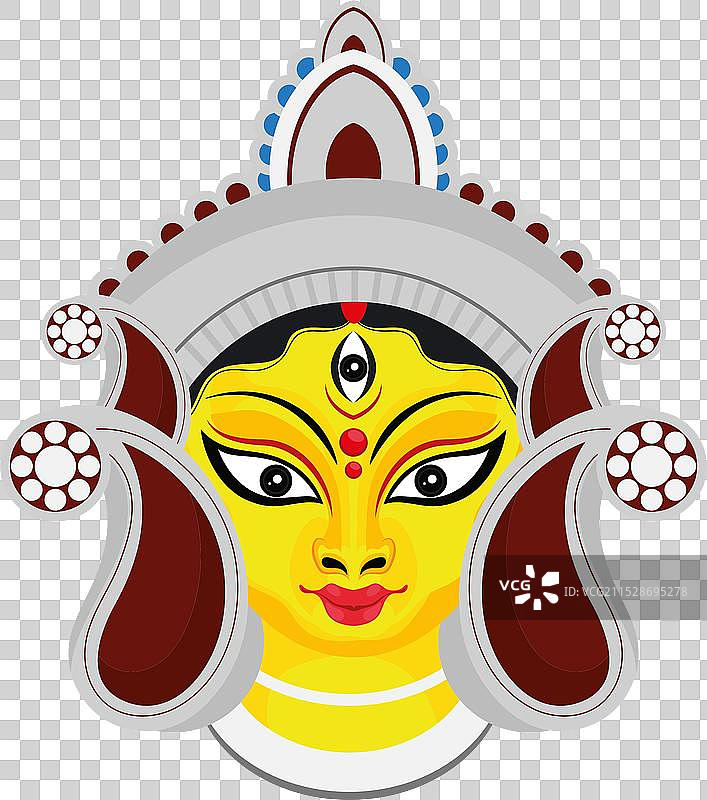 印度女神杜尔迦的面孔图片素材