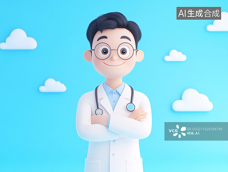 【AI数字艺术】中国医师节的医生职业3D插画图片素材