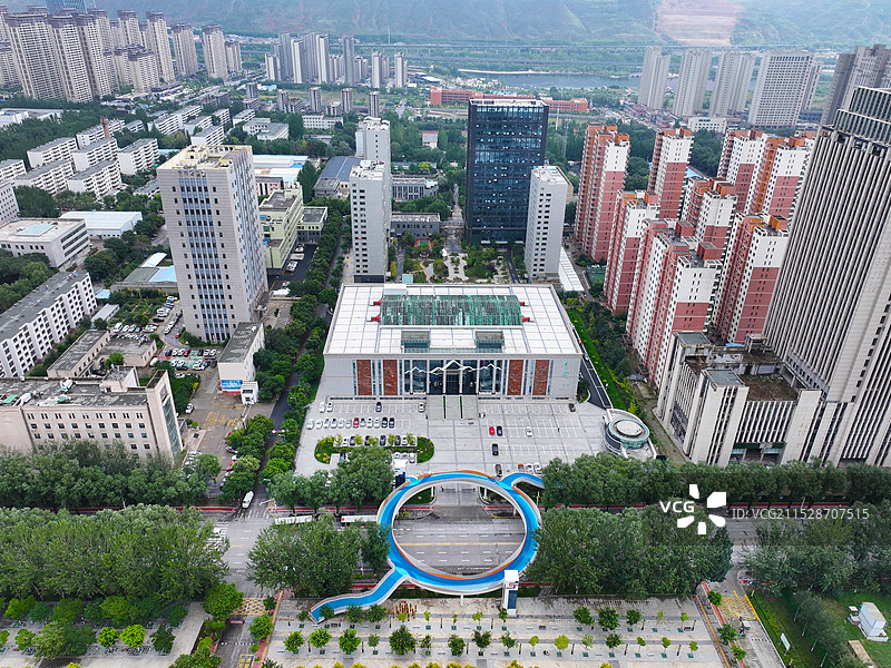 青海省西宁市青藏高原自然博物馆航拍图片素材