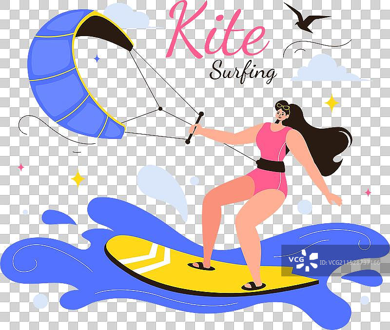 风筝冲浪，展示一位站在板上的风筝冲浪者图片素材