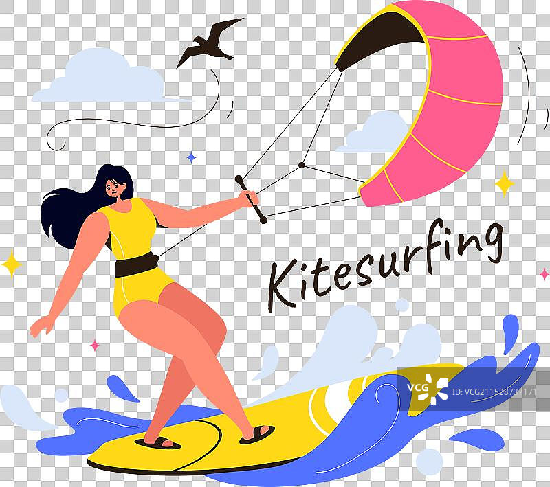 风筝冲浪，展示一位站在板上的风筝冲浪者图片素材