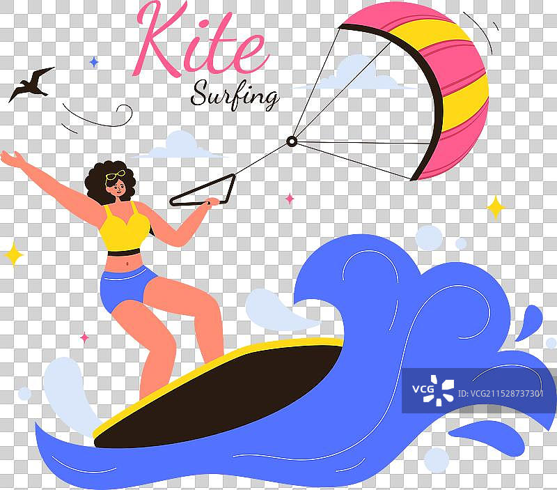 风筝冲浪，展示一位站在板上的风筝冲浪者图片素材